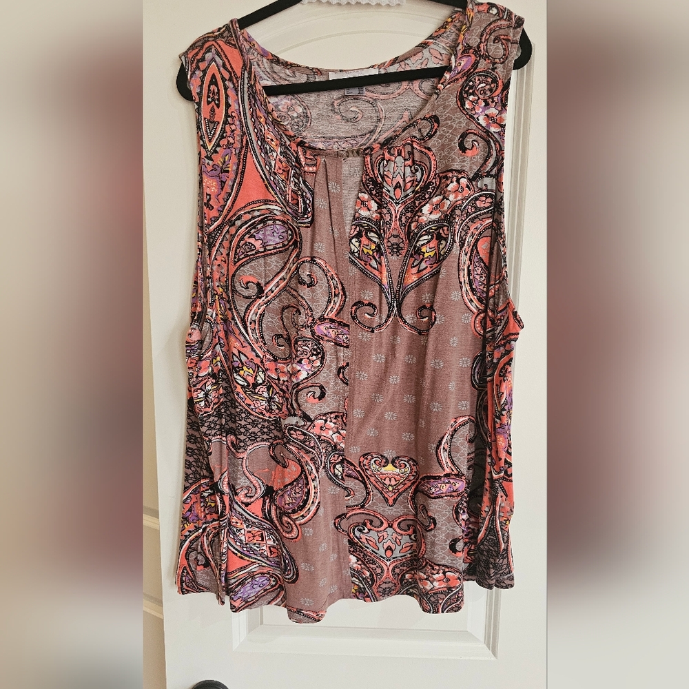 VENUS Pink and Brown Paisley Blouse